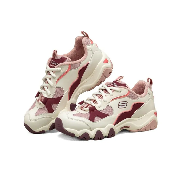 Skechers D'LITES 2.0 Slip Resistant, Abrasion Resistant, Breathable Low Top Casual Shoes Women's Pink White Red-2
