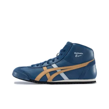 Onitsuka Tiger Mexico Mid Runner Cushioning Anti-Slip And Wear-Resistant Mid-Top Casual Shoes Unisex Blue Gold