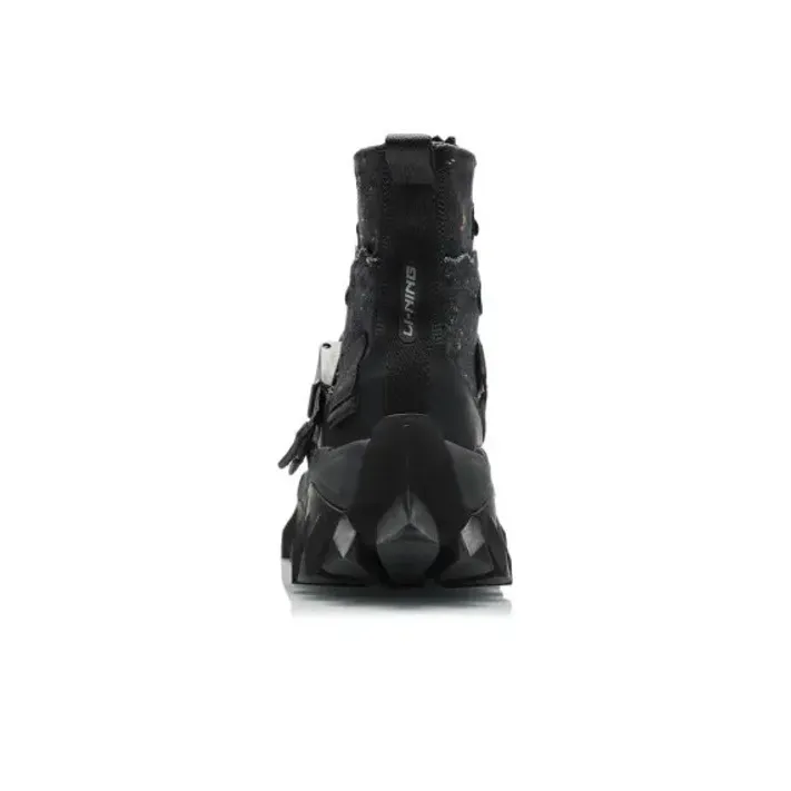 LiNing CF Cushioning Anti Slip And Wear Resistant Coverage High Top Casual Shoes Men's Black-3
