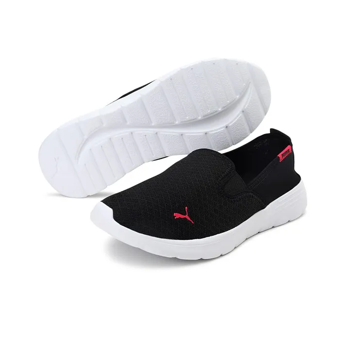 PUMA Fle Renew Slip On Cushioning Lightweight Low Top Casual Shoes Unisex Black Red-2