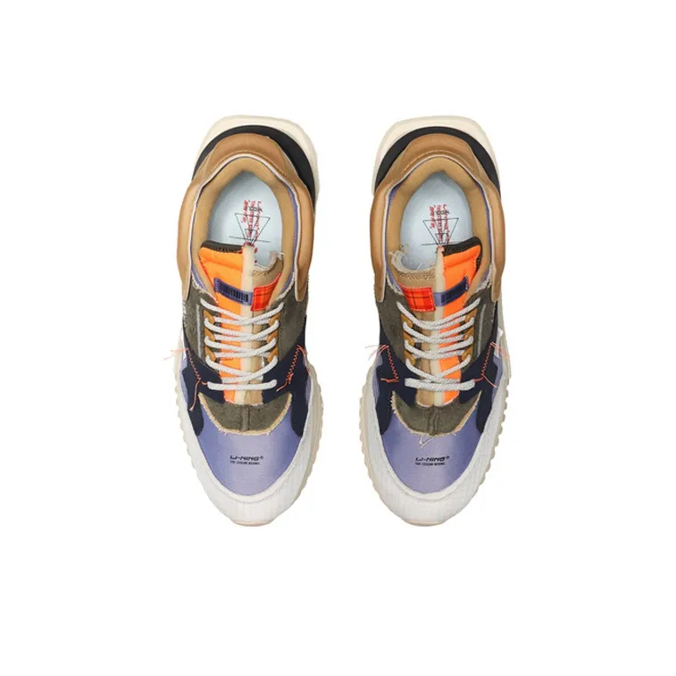LiNing 001 Slip Resistant, Breathable, And Supportive Low Top Casual Shoes Men's Gray Green Purple-3