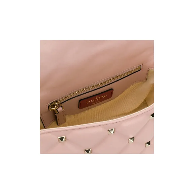 Valentino Sheepskin Portable Crossbody Bag, Shoulder Bag Women's Pink-3