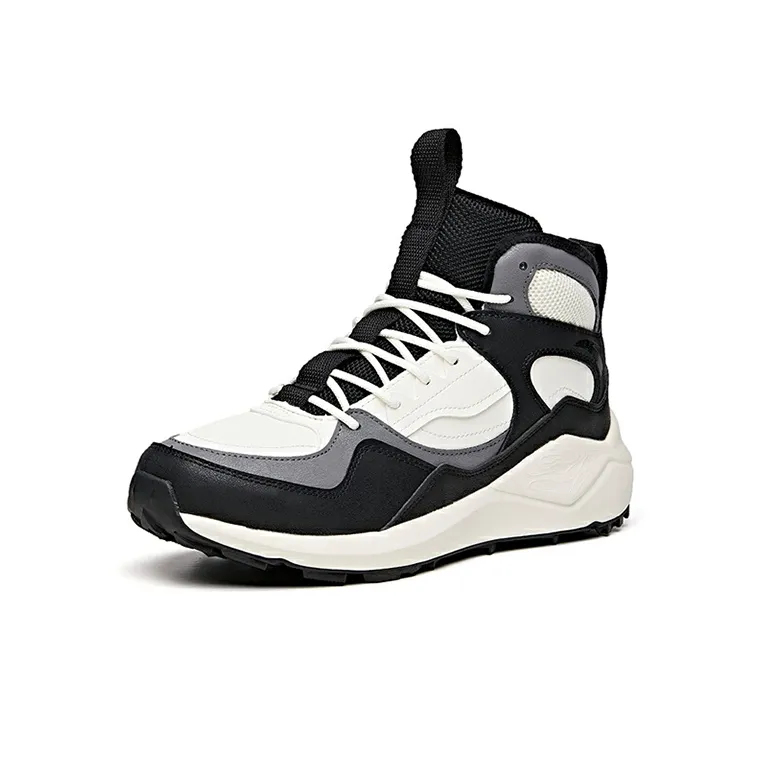 Anta Life Collection Cushioned Anti Slip And Wear Resistant Warm High Top Casual Shoes Men's Black White-1