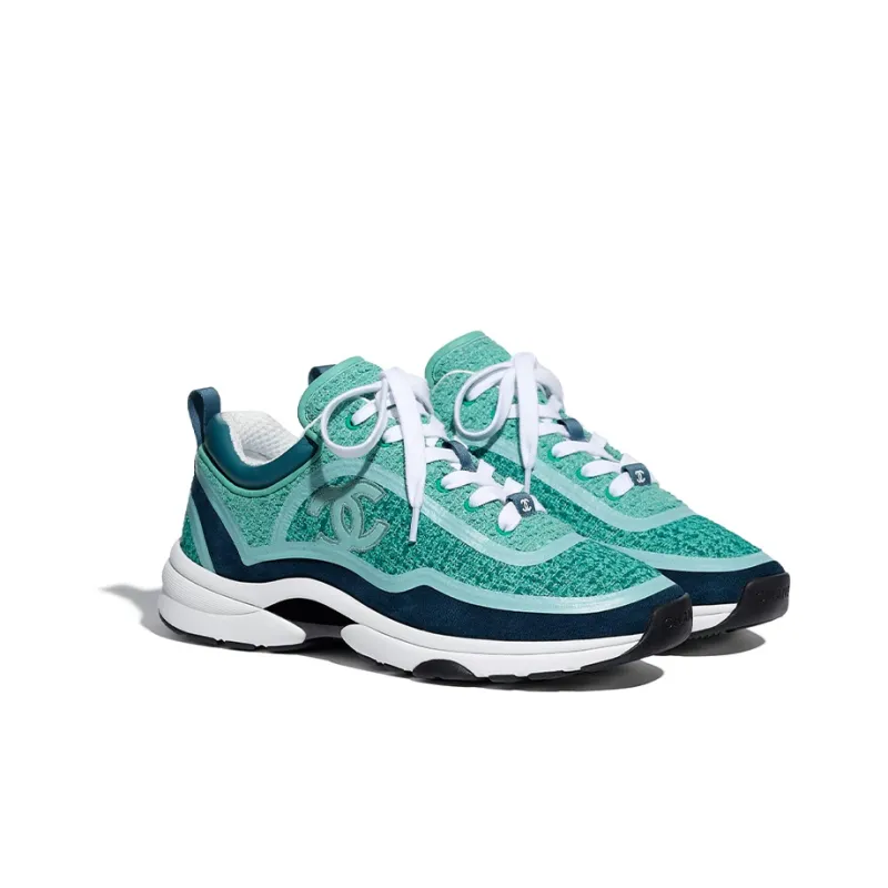 CHANEL Shock Absorbers Slip Resistant, Abrasion Resistant, Breathable Low Top Casual Shoes Women's Green Blue-2
