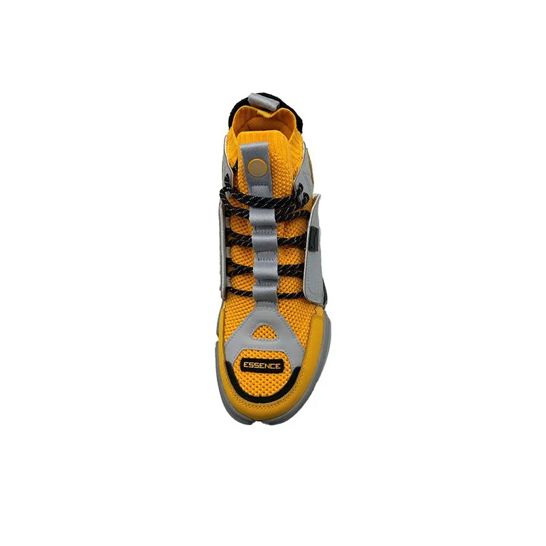 LiNing Essence 2 .3 Anti Slip Wear Resistant Mid Top Sports Casual Shoes Men's Gray Yellow-2
