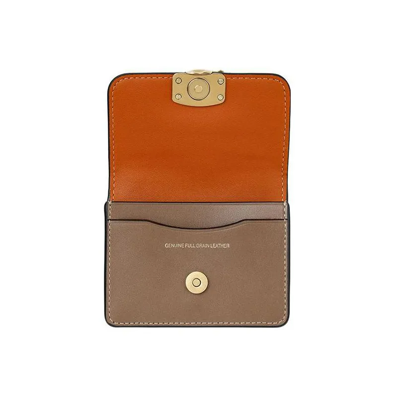 COACH Bandit Cow Leather Card Holder Wallet Regular Unisex Brown Wood-4