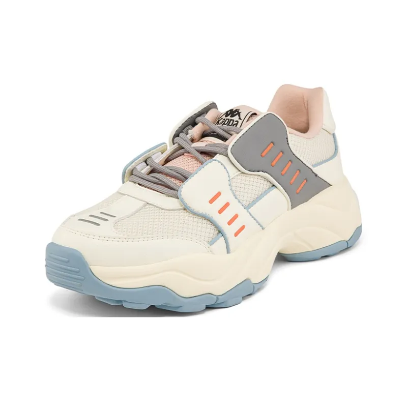 Kappa Breathable Low-Top Casual Shoes Unisex White Gray Pink-1