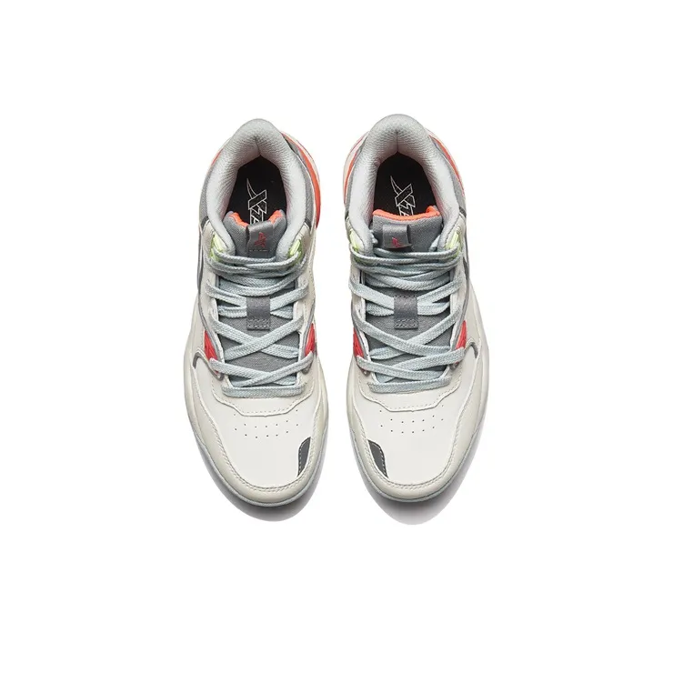 XTEP Anti Slip Wear Resistant High Top Sports Casual Shoes Women's White Gray-1