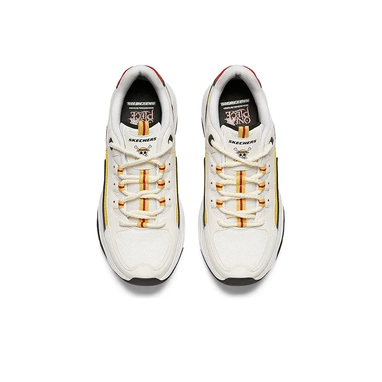 One Piece x Skechers D'LITES 4.0 Cushioning Low Top Casual Shoes Men's White-4