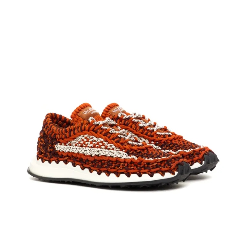 Valentino Crochet Sneakers 'Orange Zest'-2