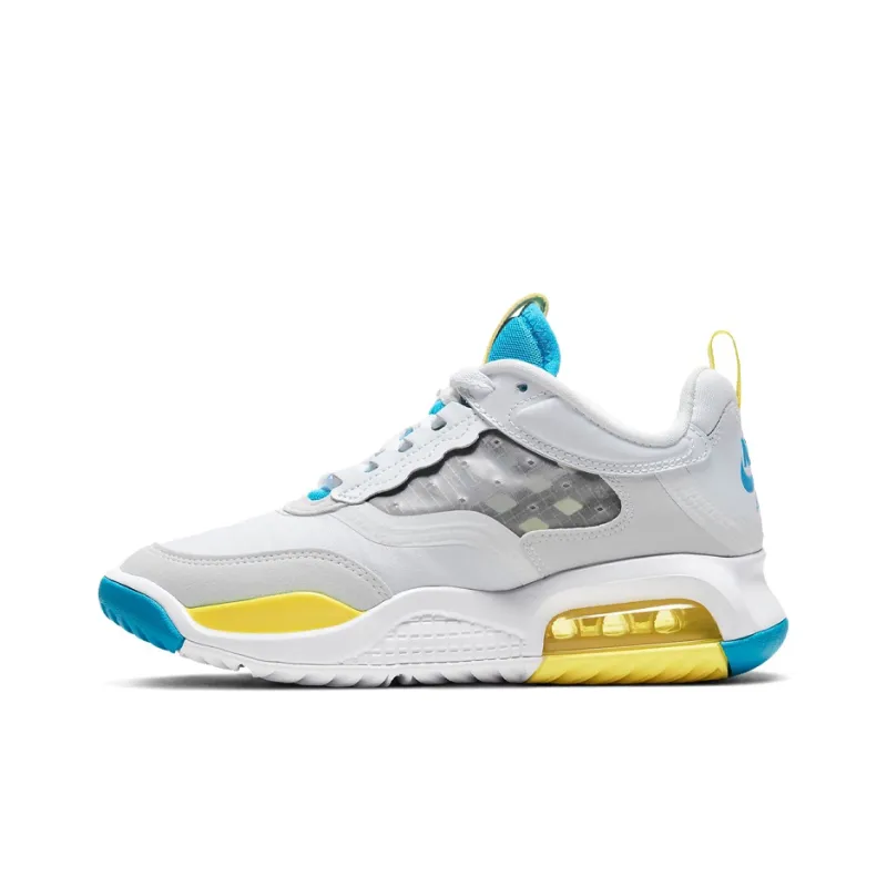 Jordan Maxin 200 Cushioning Anti-Slip And Wear-Resistant Coverage Support Low-Top Casual Shoes GS Gray Blue Yellow-0