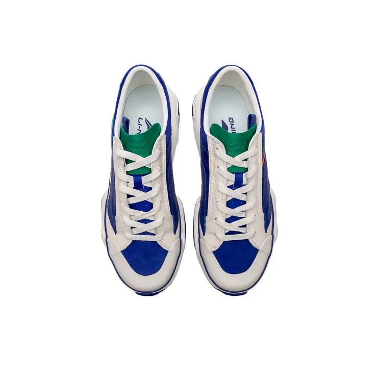 LiNing Wave Hbrd Slip Resistant, Abrasion Resistant, Lightweight Low Top Sports Casual Shoes Unisex White Blue-2