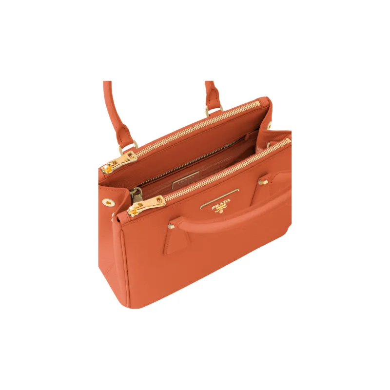 PRADA Galleria Killer Bag Leather Shoulder Bag Crossbody Bag Handbag Small Size Women's Orange-3