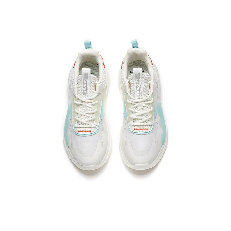 Anta Anti Slip Wear Resistant Cushioning Breathable Low Top Casual Shoes Women's White Blue Orange Multicolor-2