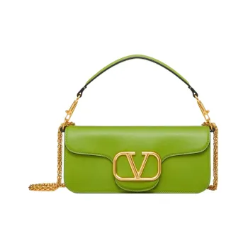 Valentino Locò Calfskin Baguette Bag Shoulder Bag Crossbody Bag Handbag Regular Women's Mustard Green Color