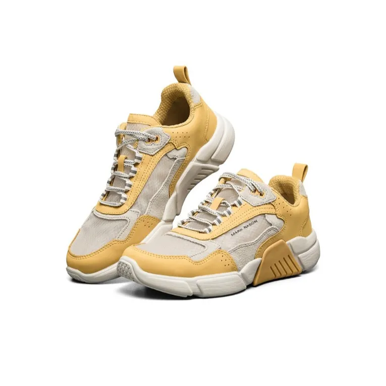 Skechers Block Cushioning Abrasion Resistant Breathable Low Top Casual Shoes Women's Yellow-2