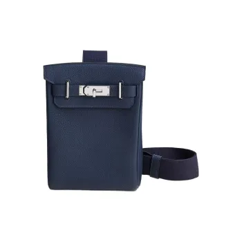 HERMES Hac A Dos Togo Calfskin Shoulder Bag Crossbody Bag Small Size Men's Bleu Nuit Midnight Blue