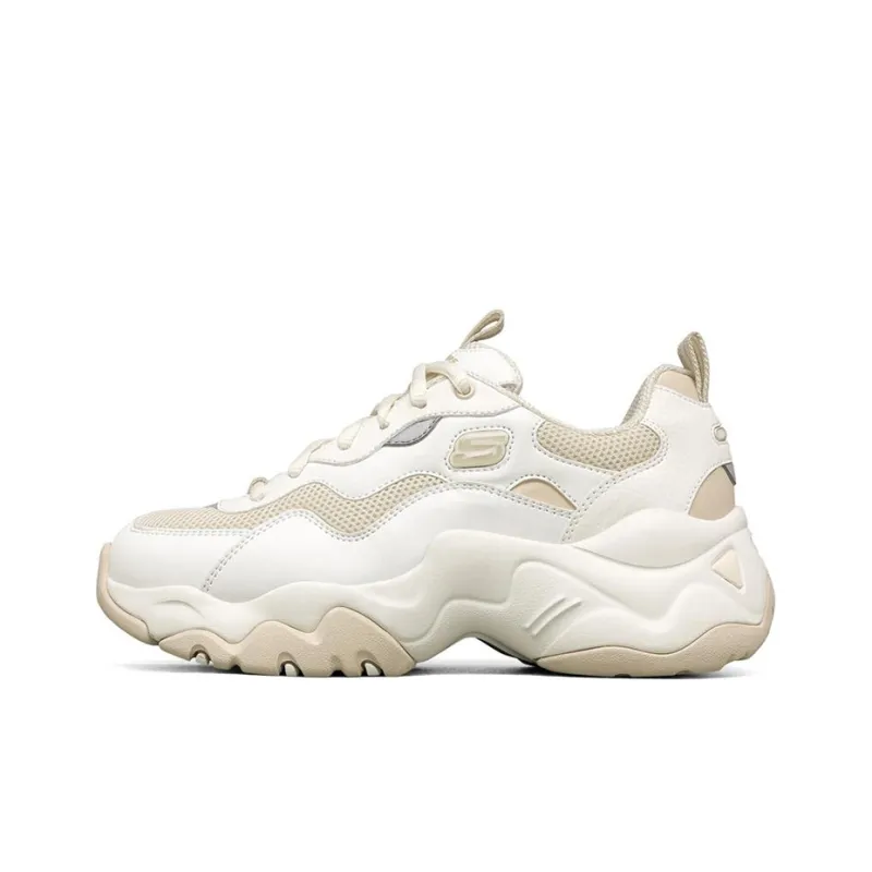 Skechers D'LITES 3.0 Cushioning Anti Slip And Wear Resistant Low Top Casual Shoes Women's White Beige-0