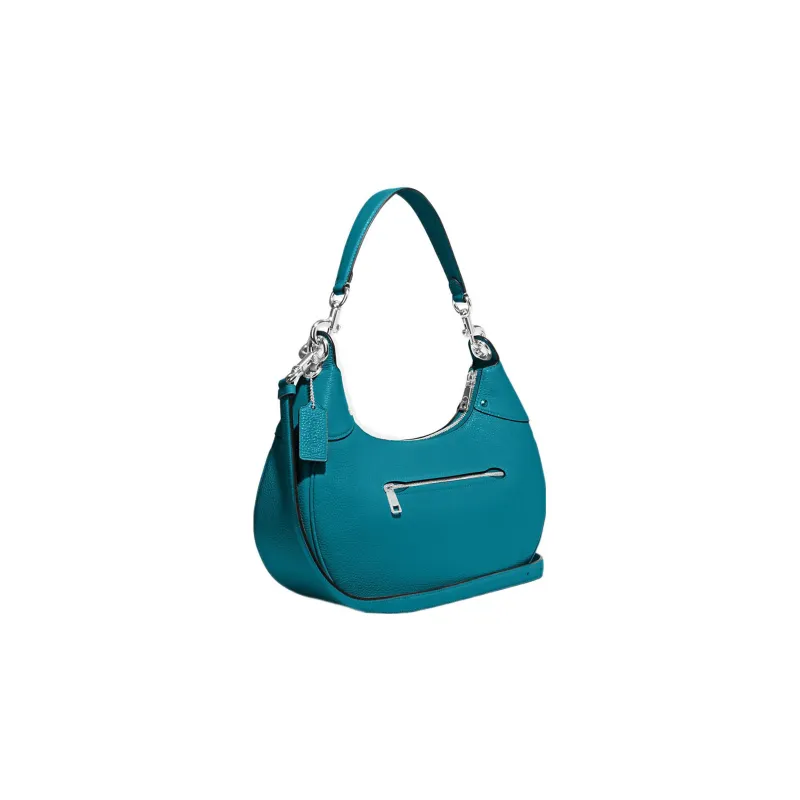 COACH Hobo Pebbled Leather Crescent Bag Shoulder Bag Handbag Shoulder Bag Women's Azure Blue-1