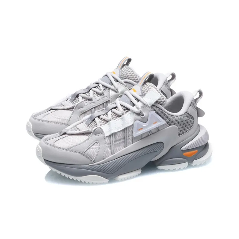 LiNing Nebula M1 Cushioning Anti Slip Wear Resistant Breathability Low Top Sports Casual Shoes Men's Gray White-2