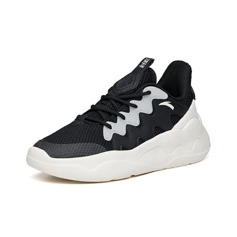 Anta Life Collection Chao Bai Non slip Wear resistant Shock Absorption Low Top Casual Shoes Women's Black White-1