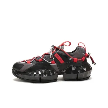 Jimmy Choo Diamond Trail Support Height Increase Low Top Casual Shoes Men's Black Red
