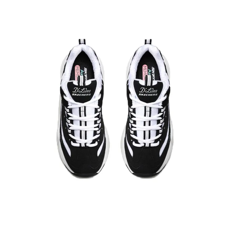 Skechers D'Lites 3.0 Stride Ahead Low Top Running Shoes Black/White Women's-3