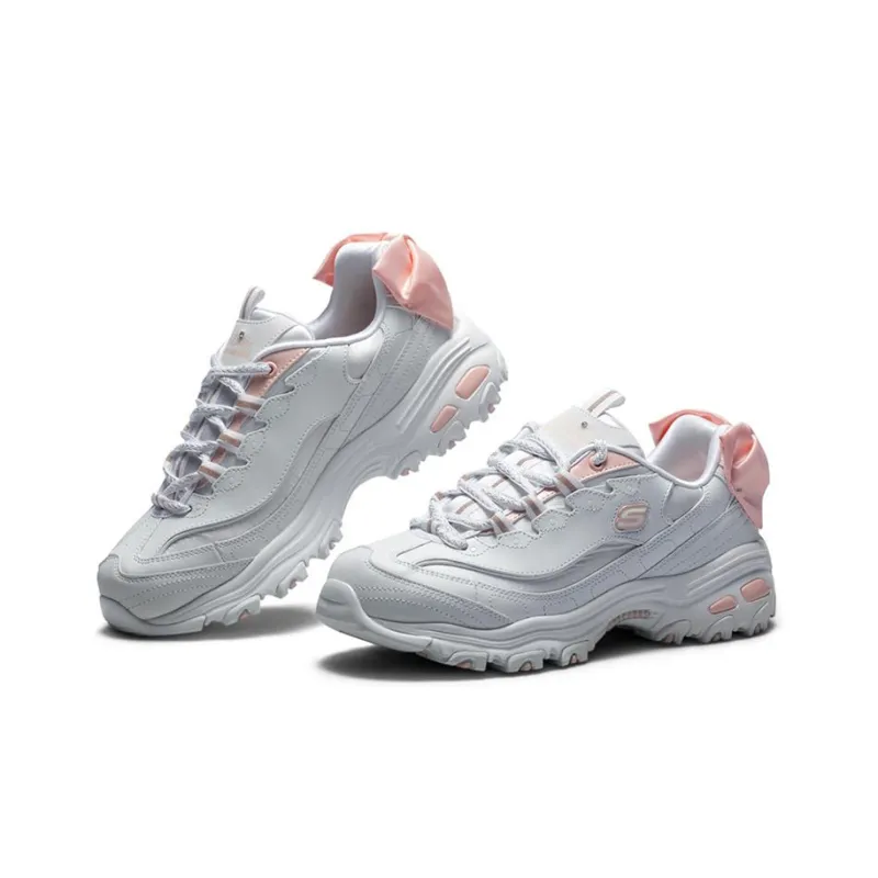 Skechers D'LITES 1.0 Anti Slip Wear Resistant Low Top Casual Shoes Women's Pink White-2