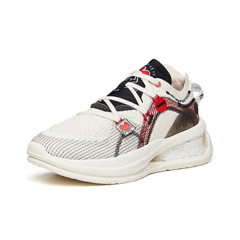 Keith Haring x Anta Zero Dimension Non-slip Wear-resistant Shock Absorption Low-Top Casual Shoes Women's White Red-1