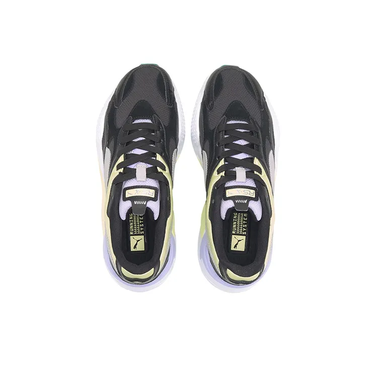 PUMA Rs G RS X3 Layers Slip Resistant Breathable Lightweight Low Top Casual Shoes Women's White Black Yellow-3