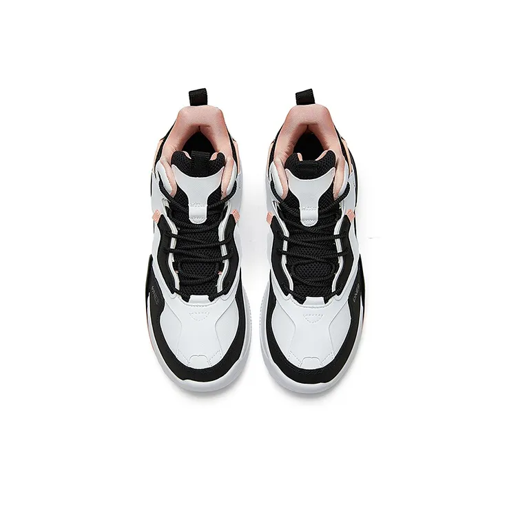 361° Cushioning Anti Slip And Wear Resistant High Top Sports Casual Shoes Women's Black White-1