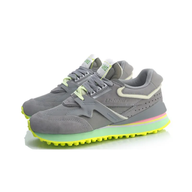 LiNing 001 Anti Slip And Wear Resistant Lightweight Low Top Sports Casual Shoes Women's Snow Gray-2