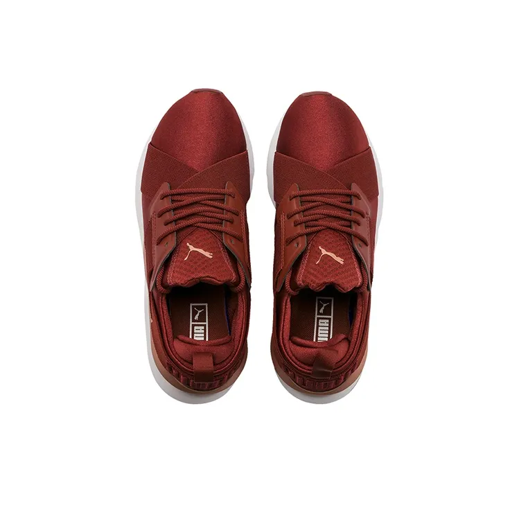 PUMA En Pointe Muse Satin Low Top Running Shoes Red/White/Golden Women's-2