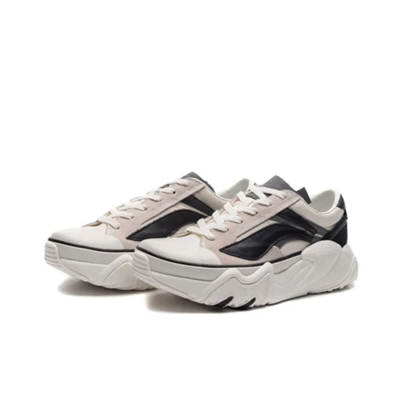 LiNing Wave Anti-Slip Wear-Resistant Breathable Coverage Balance Low-Top Casual Shoes Men's Mist White-1