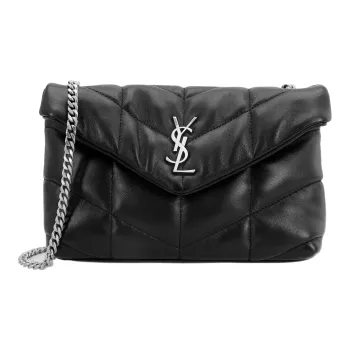 SAINT LAURENT PUFFER Quilting Sheepskin Cloud Bag, Pillow Bag, Crossbody Bag, Shoulder Bag Women's Black