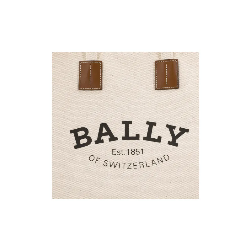 BALLY Crystalia Fabric Tote Bag, Shopping Bag, Handbag, Shoulder Bag Unisex Natural/Brown-6