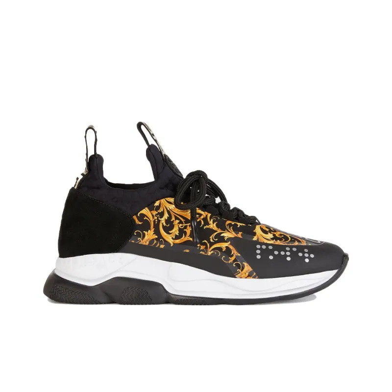 VERSACE Cross Chainer Baroque Print Black White Women's-1