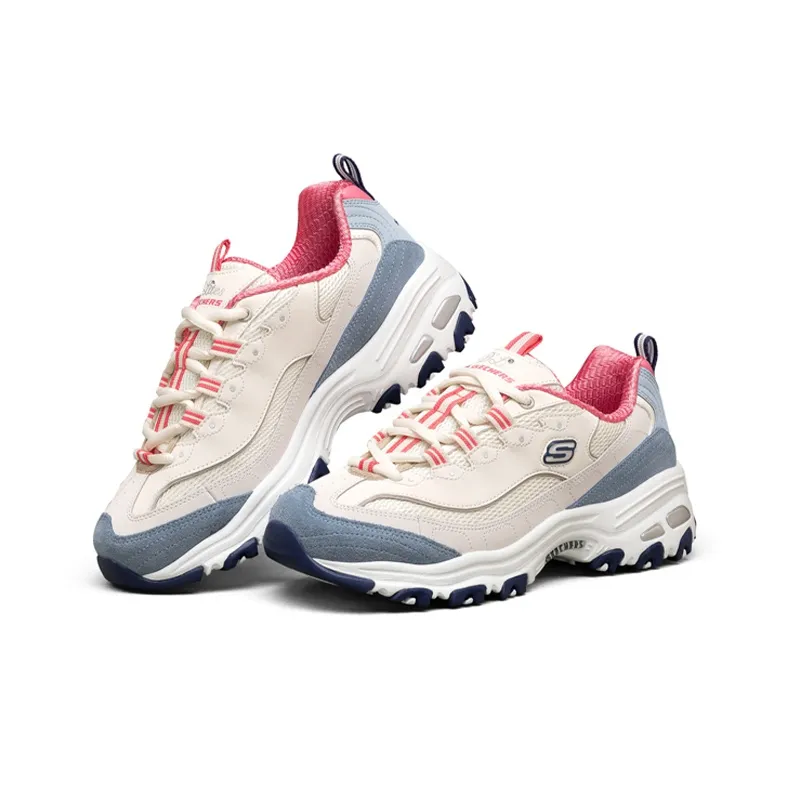 Skechers D'LITES 1.0 Milk Tea Bear Blueberry Liqueur Abrasion Resistant Low Top Casual Shoes Women's Blue-2