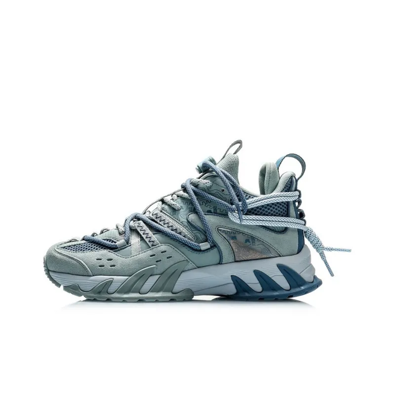 LiNing Slip-Resistant Breathable Low-Top Casual Shoes Men's Gray Mist Green-0