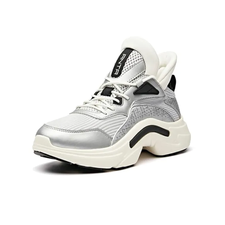 ANTA Casual Shoes Women's Low Top Silver/Ivory White/Black-1