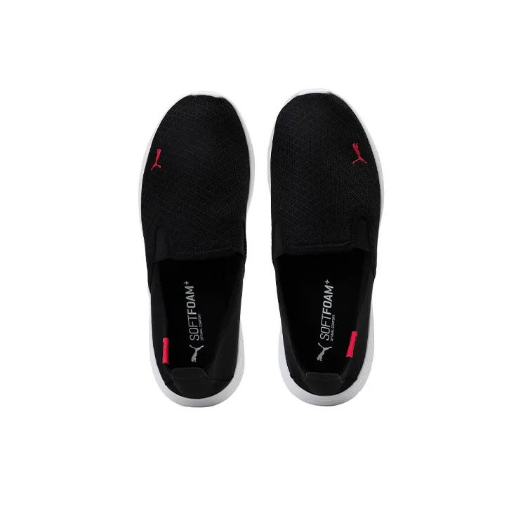 PUMA Fle Renew Slip On Cushioning Lightweight Low Top Casual Shoes Unisex Black Red-3