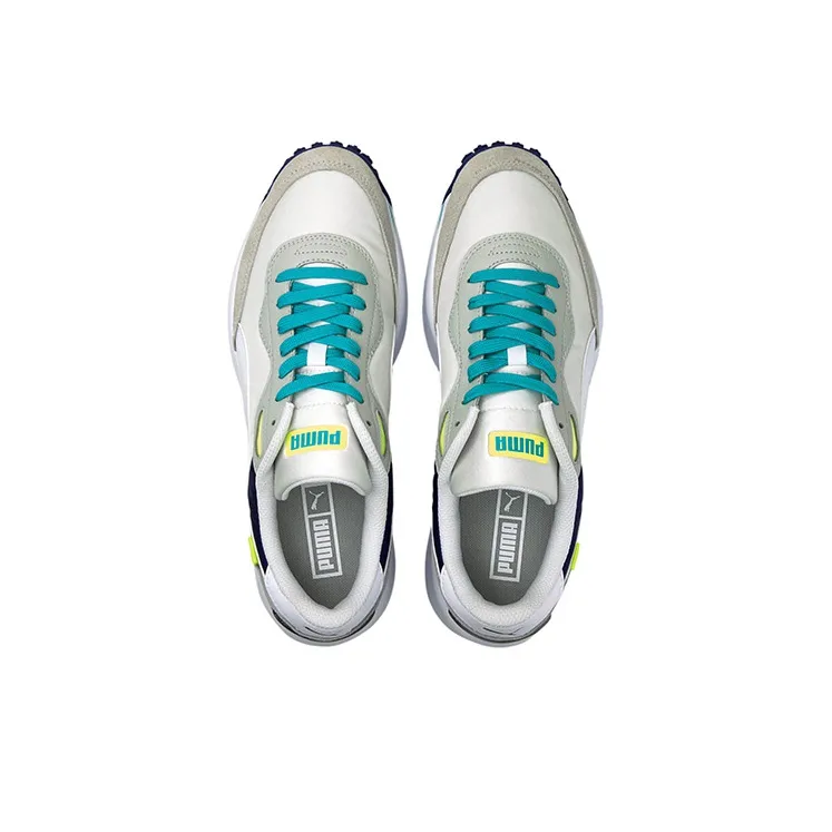 PUMA Style Rider Skies Cushioning Anti-Slip And Wear-Resistant Low-Top Casual Shoes Men's White Gray Blue-2