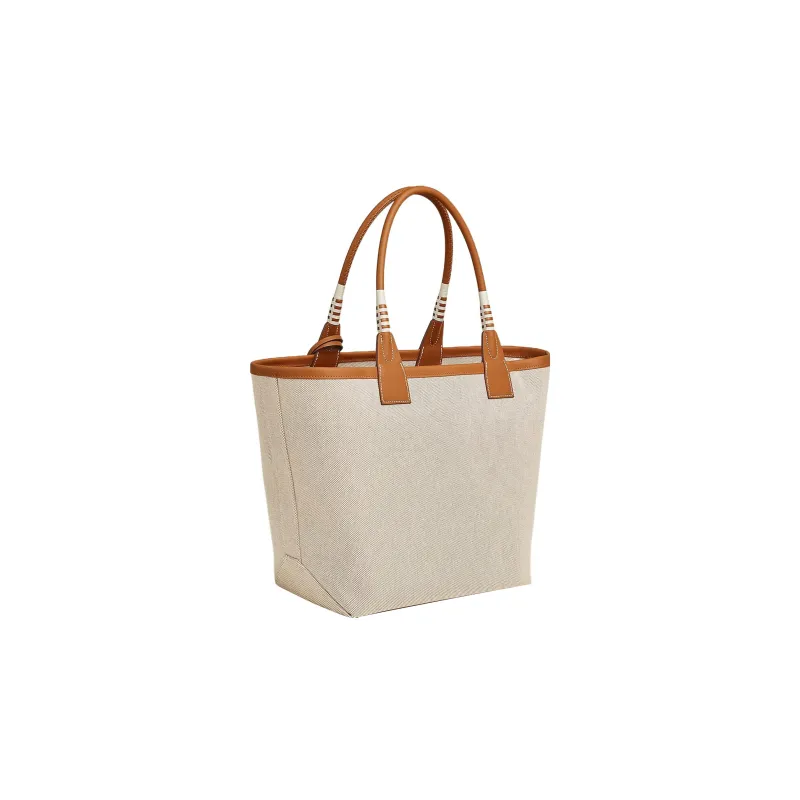 HERMES Steeple Canvas With Swift Calfskin Handbag Regular Women's Beige/Gold-2