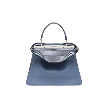 FENDI Peekaboo ISeeU Calfskin Shoulder Bag, Crossbody Bag, Handbag Medium Size Women's Blue