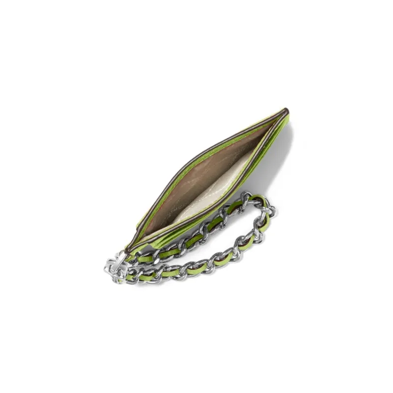 MICHAEL KORS Litchi Grain Leather Card Holder Trumpets Women's Lime-2