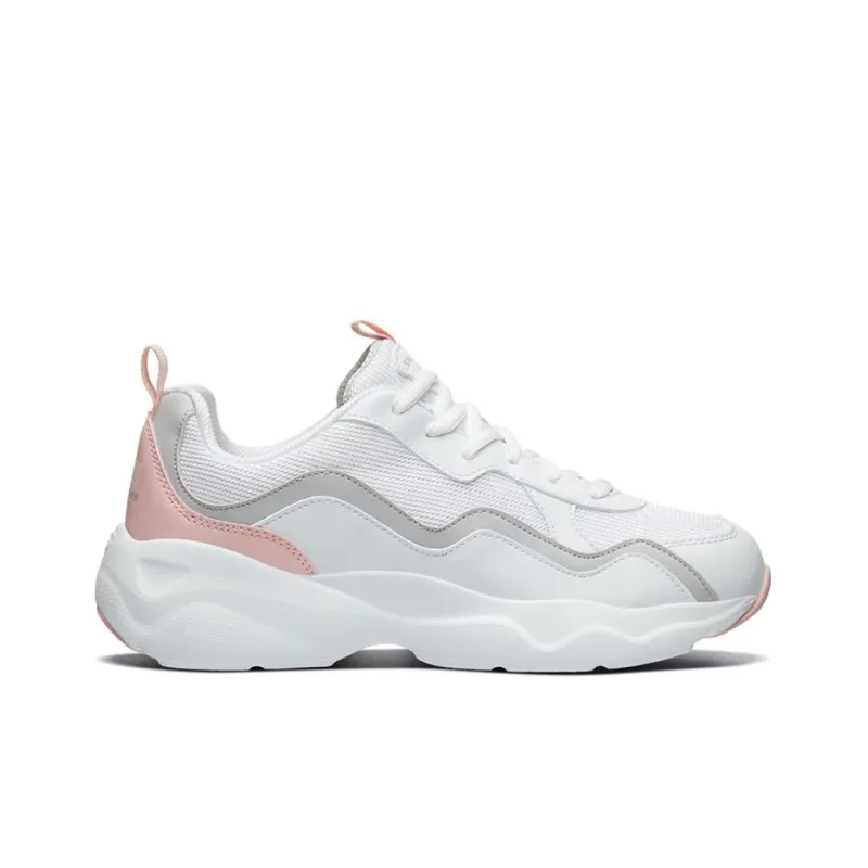 Skechers D'LITES AIRY Anti-Slip And Wear-Resistant Breathable Low-Top Casual Shoes Women's White Gray Pink-1