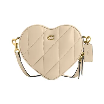 COACH Heart Quilted Leather Heart Bag, Shoulder Bag, Crossbody Bag Trumpets Women's Beige