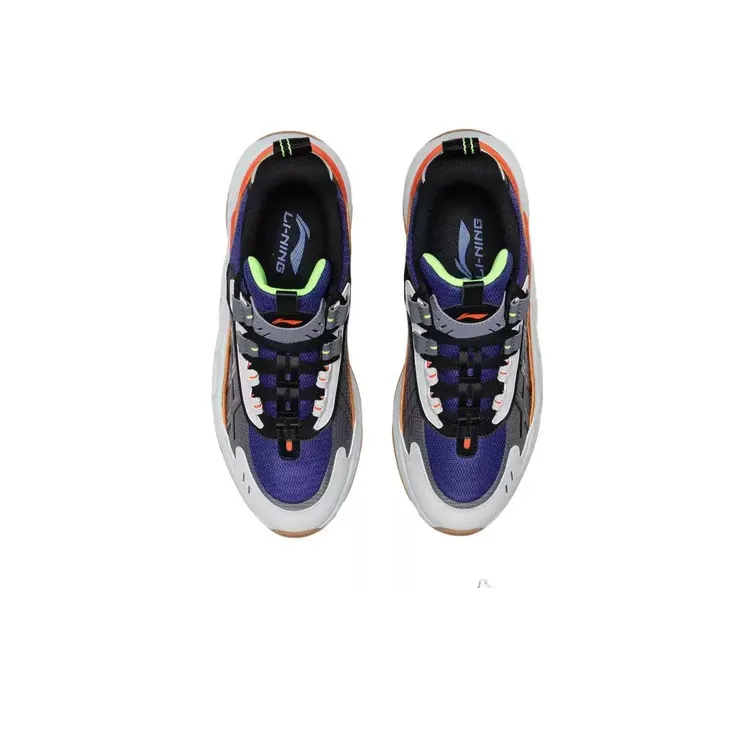 LiNing Nebula Cushioning Anti Slip And Wear Resistant Low Top Sports Casual Shoes Men's White Blue Orange-3
