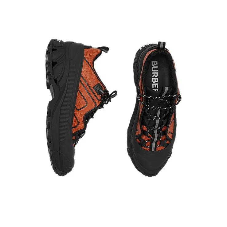 Burberry Arthur Wear-Resistant Low-Top Casual Shoes Men's Black Orange-3