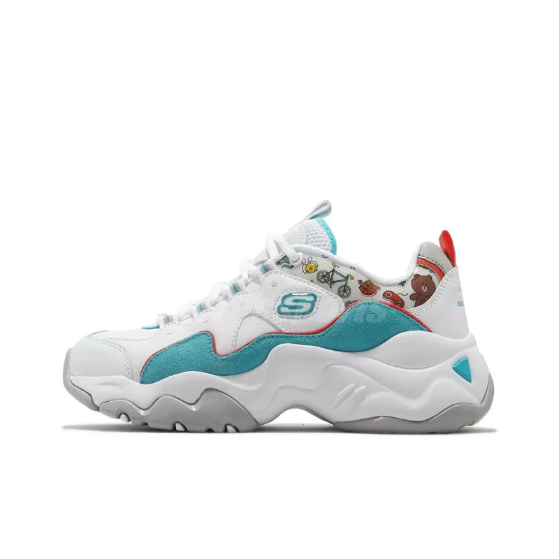 LINE FRIENDS x Skechers D'LITES 3.0 Cushioning Anti-Slip And Wear-Resistant Low-Top Casual Shoes Women's White-0